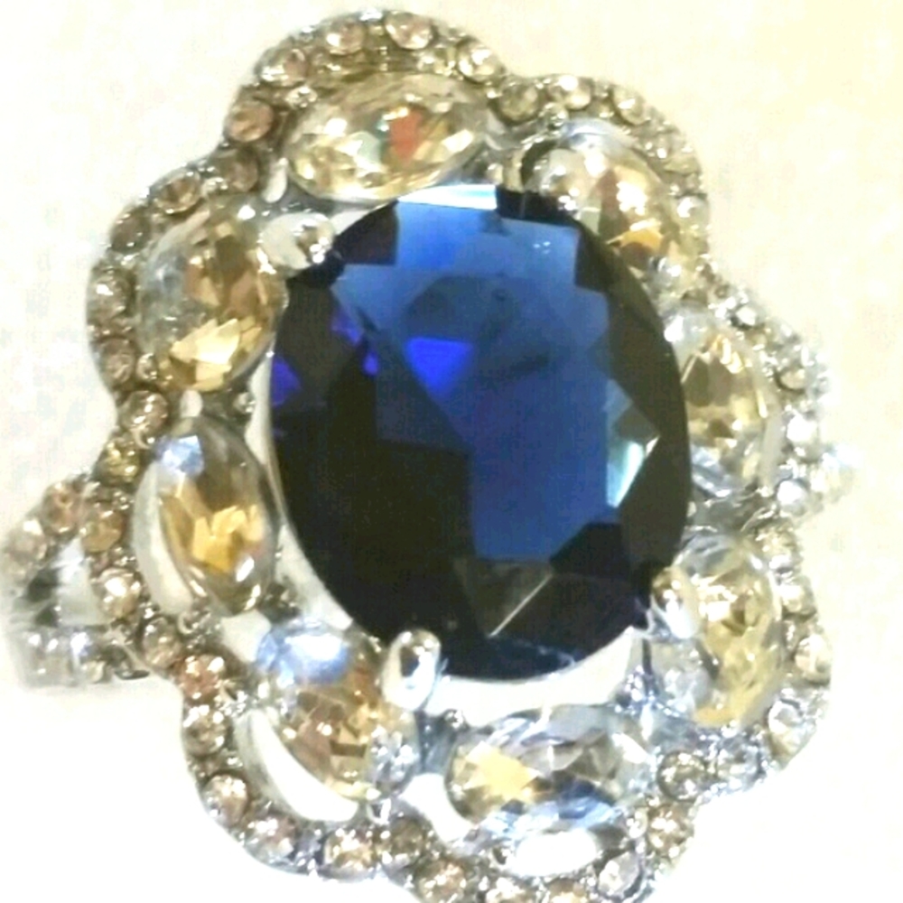 Blue sapphire, cubic and silver